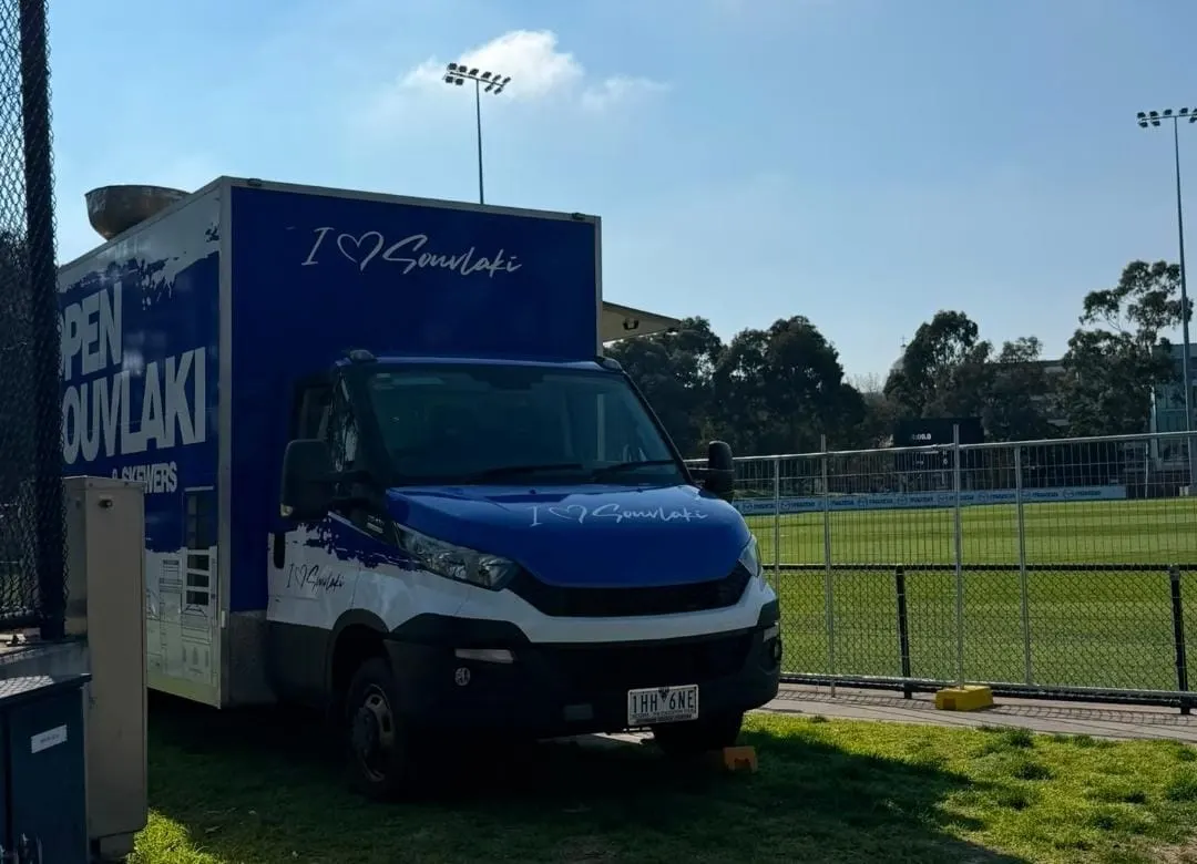 Open souvlaki food truck at Sports event